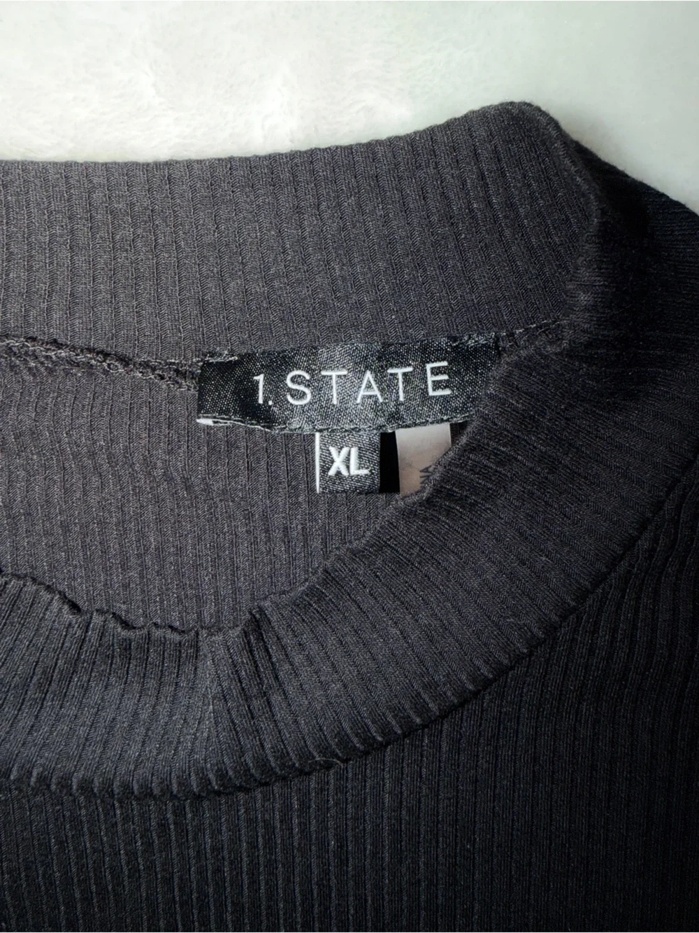 STATE Black Ribbed Short-Sleeve Crew Tee